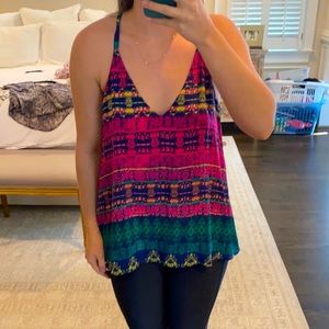 Rory Beca Printed Silk Tank, Size Medium